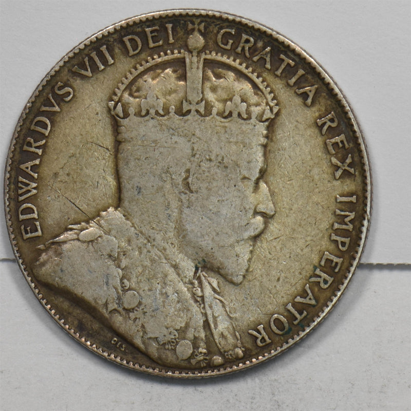 Canada 1910 50 Cents Sterling Silver VG-F Edward VII P490459 combine shipping0