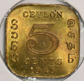 Ceylon 1945 5 Cents P290256 combine shipping2