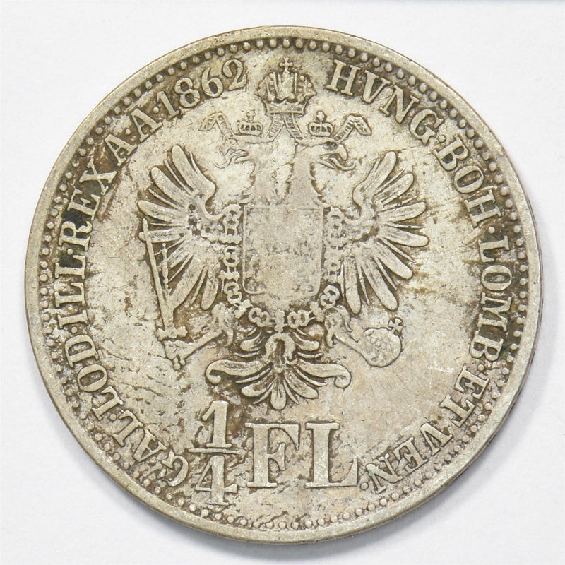 Austria 1862-A King Francis Joseph I 1/4 Florin Silver P2401830