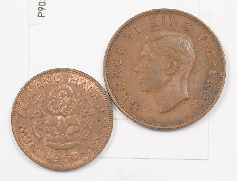 New Zealand 1945, 1960 George VI , Elizabeth II Penny Set of 2, P9039720