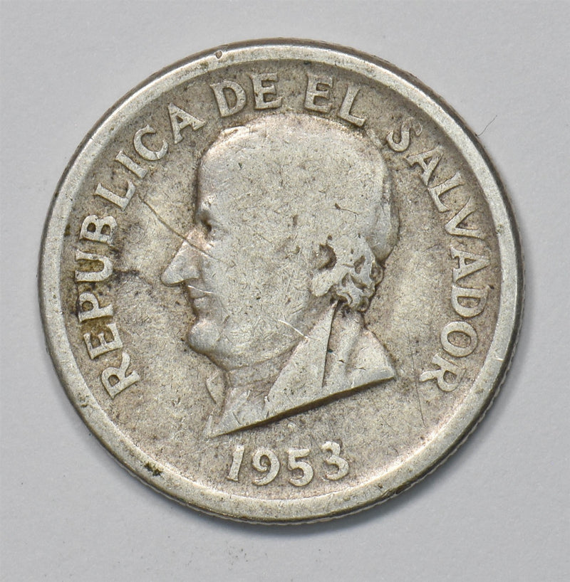 El Salvador 1953 25 Centavos Silver jose matias delgado P903412 combine shipping0