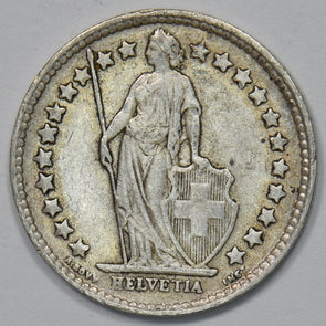 Switzerland 1942-B Helvetia Stnding 1/2 Franc Silver P9029330