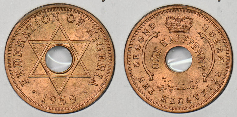 Nigeria 1959 1/2 Penny P290402 combine shipping0