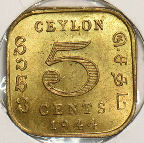 Ceylon 1944 5 Cents Ch BU P290208 combine shipping2