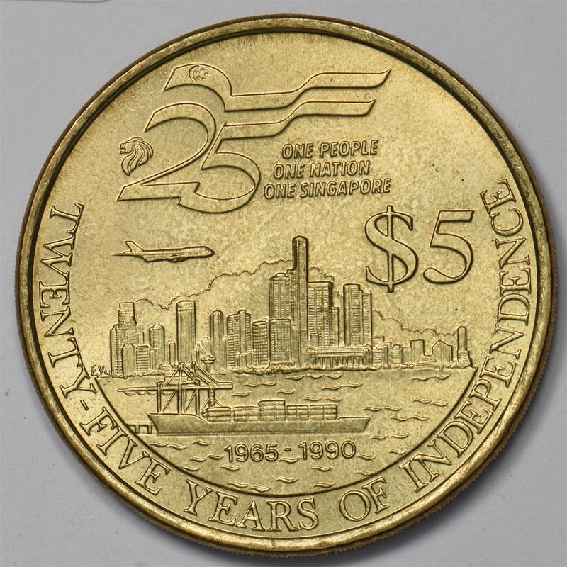 Singapore 1990 25th Anniversary of Independence 5 Dollars P1512810