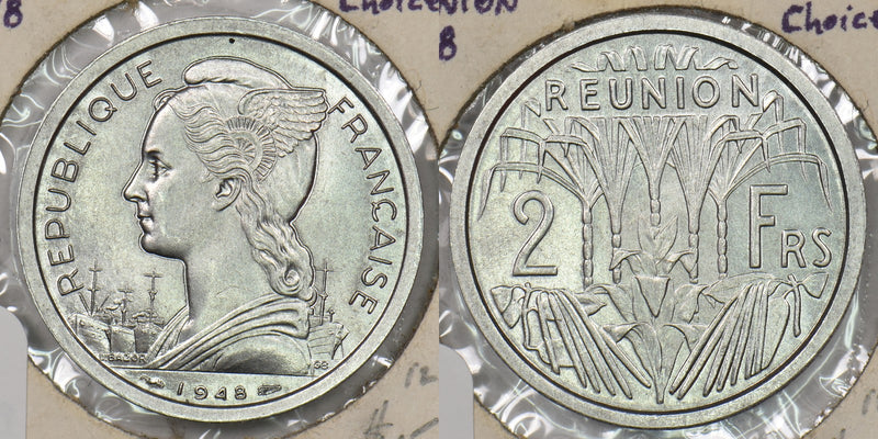 Reunion 1948 2 Francs Choice BU P190306 combine shipping0