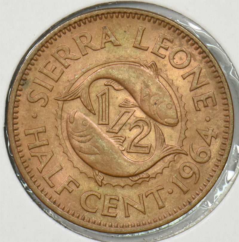 Sierra Leone 1964 1/2 Cent Fish animal P150166 combine shipping0