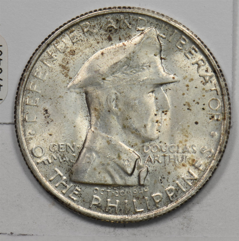 Philippines 1947-S 1 Peso Silver CH BU++ Douglas MacArthur P490451 combine shipp0