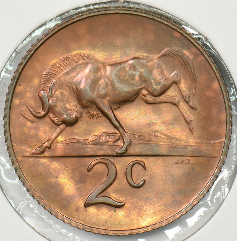 South Africa 1967 2 Cents Wildebeest animal Proof P900341 combine shipping0