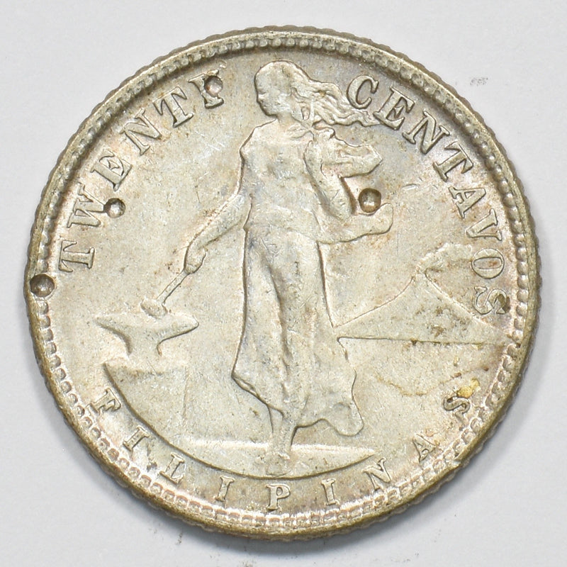 Philippines 1945-D Commonwealth 20 Centavos Silver P1510700