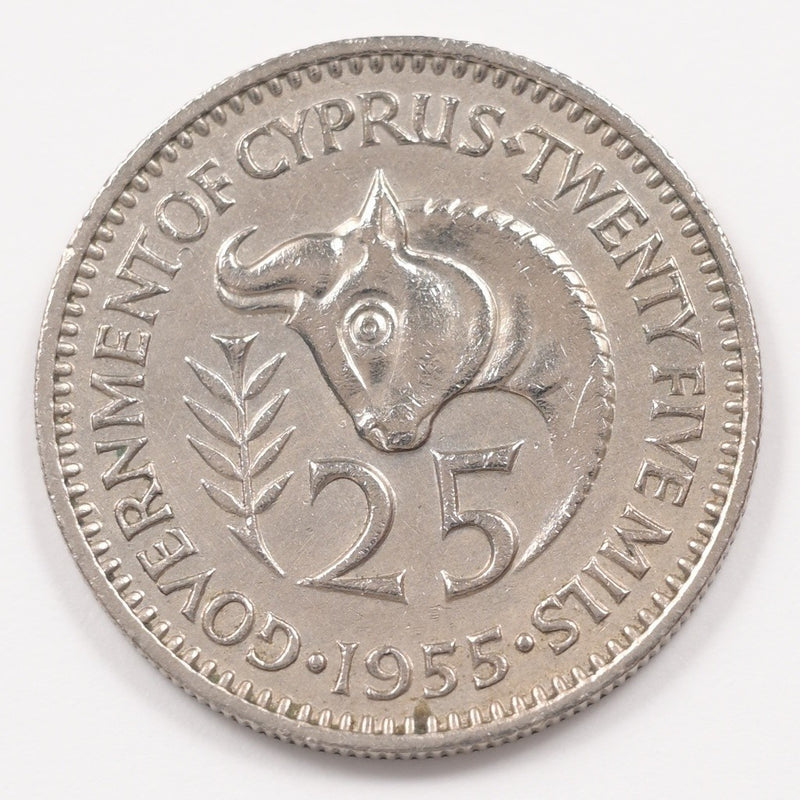 Cyprus 1955 Elizabeth II 25 Mils P9048060