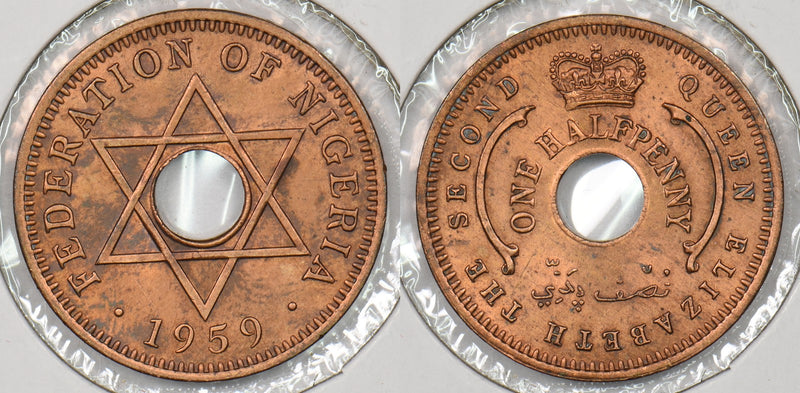 Nigeria 1959 1/2 Penny P290416 combine shipping0
