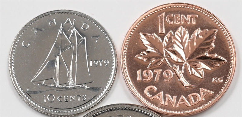 Canada 1979 Elizabeth II 1C, 5C, 10 Cents Lot of 3, P9044240