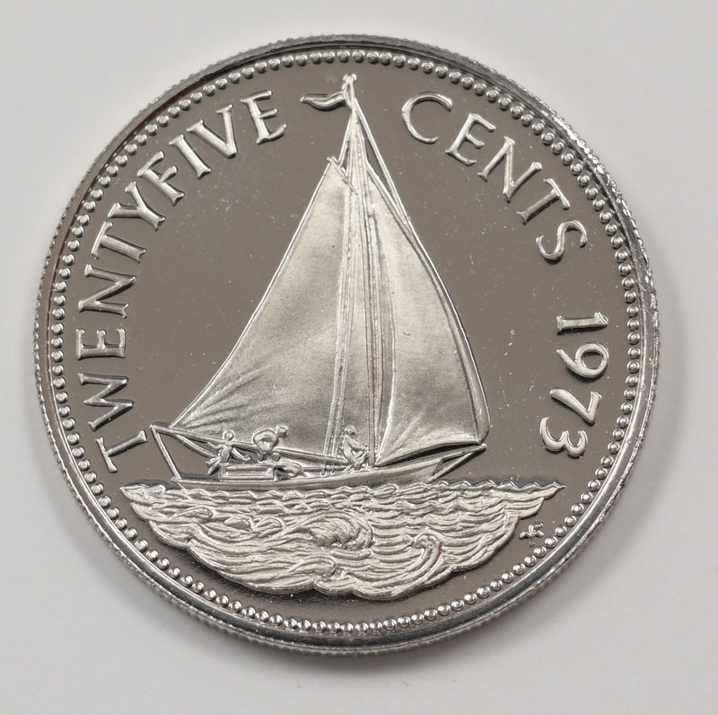 Bahamas 1973-FM Elizabeth II- Sailboat 25 Cents Proof P9040440