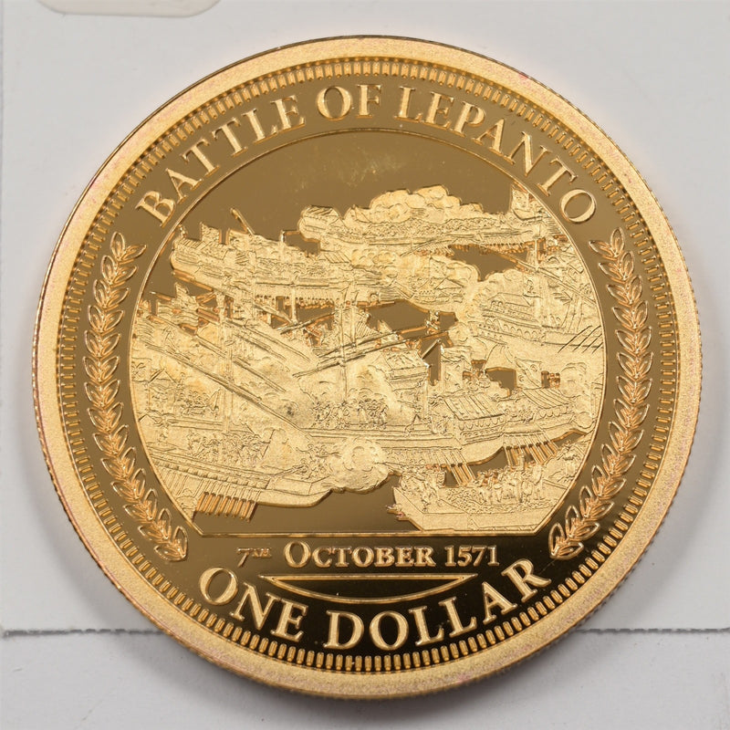 Tuvalu 2017 Battle of Lepanto Commemorative 24 CT Gold-Plated base Dollar Proof0