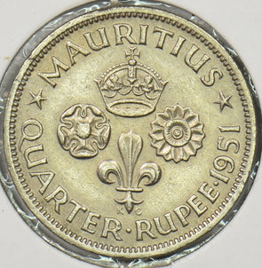 Mauritius 1951 1/4 Rupee P150234 combine shipping1