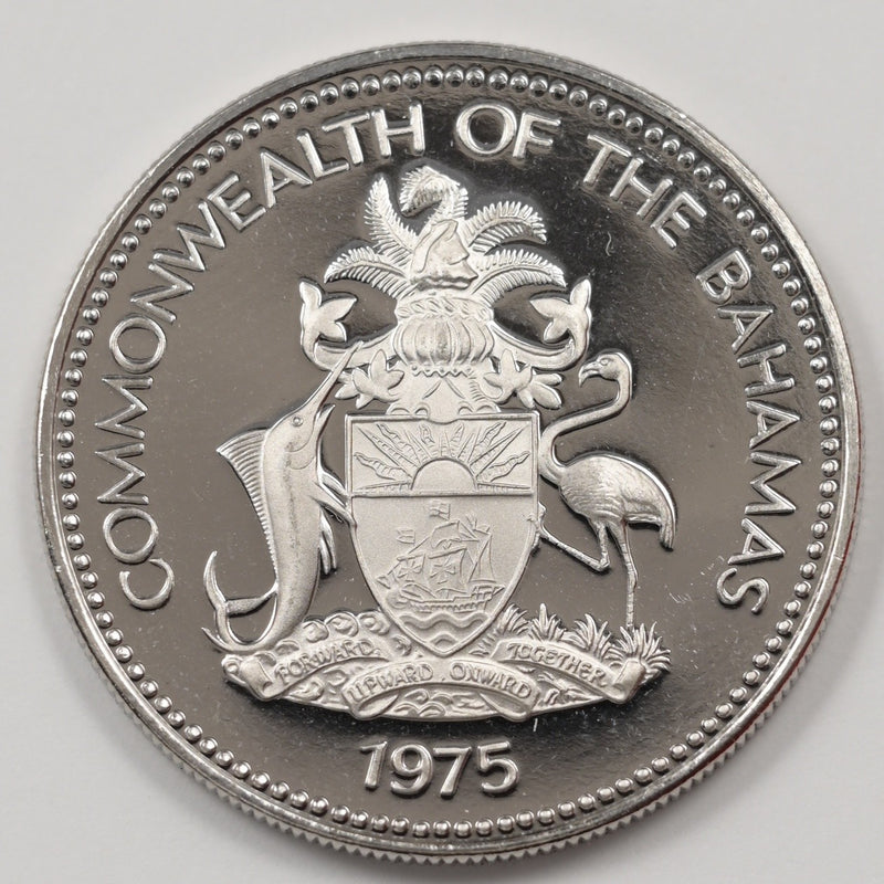 Bahamas 1975-FM Elizabeth II- Sailboat 25 Cents Proof P9040390