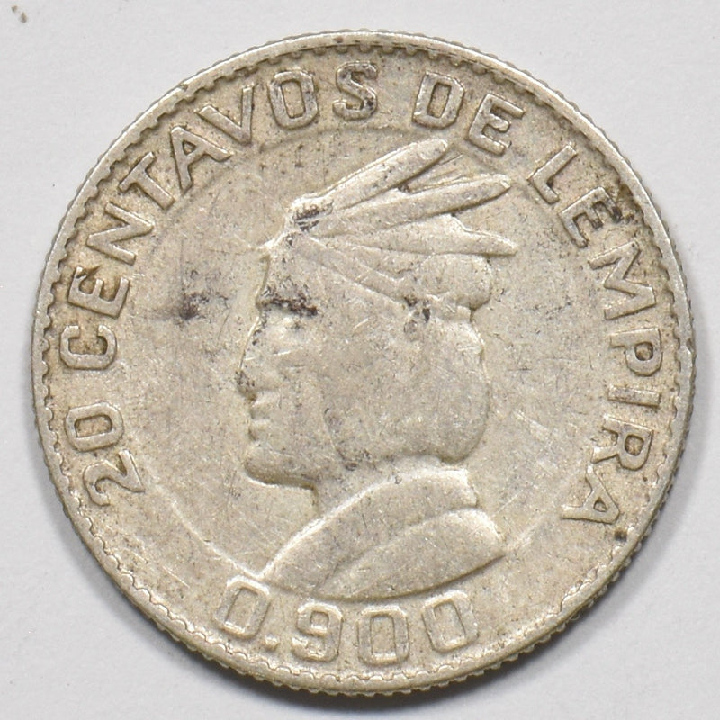 Honduras 1952 Lempira 20 Centavos Silver P1510570
