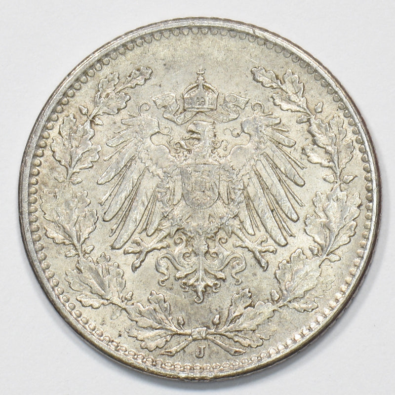 Germany 1905-J William II 1/2 Mark Silver P2401450