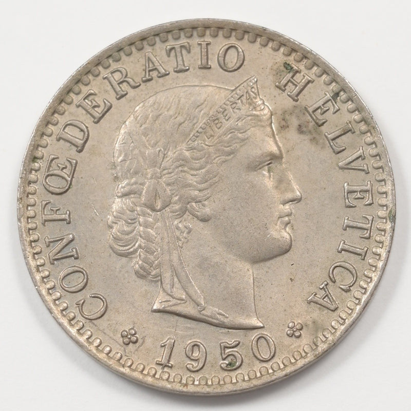 Switzerland 1950-B Head of Libertas 20 Rappen P9040820