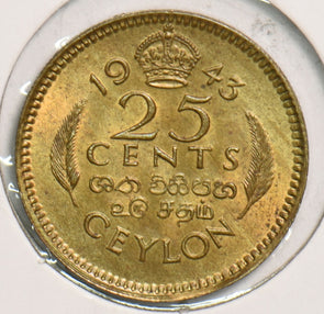 Ceylon 1943 25 Cents P290214 combine shipping2