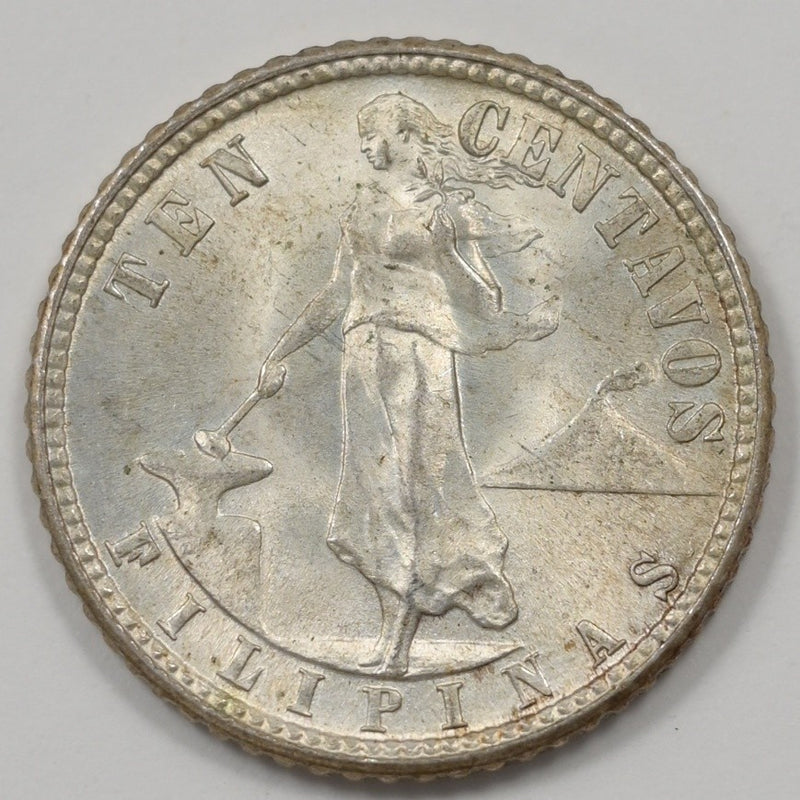 Philippines 1944-D Commonwealth 10 Centavos Silver BU P9040880