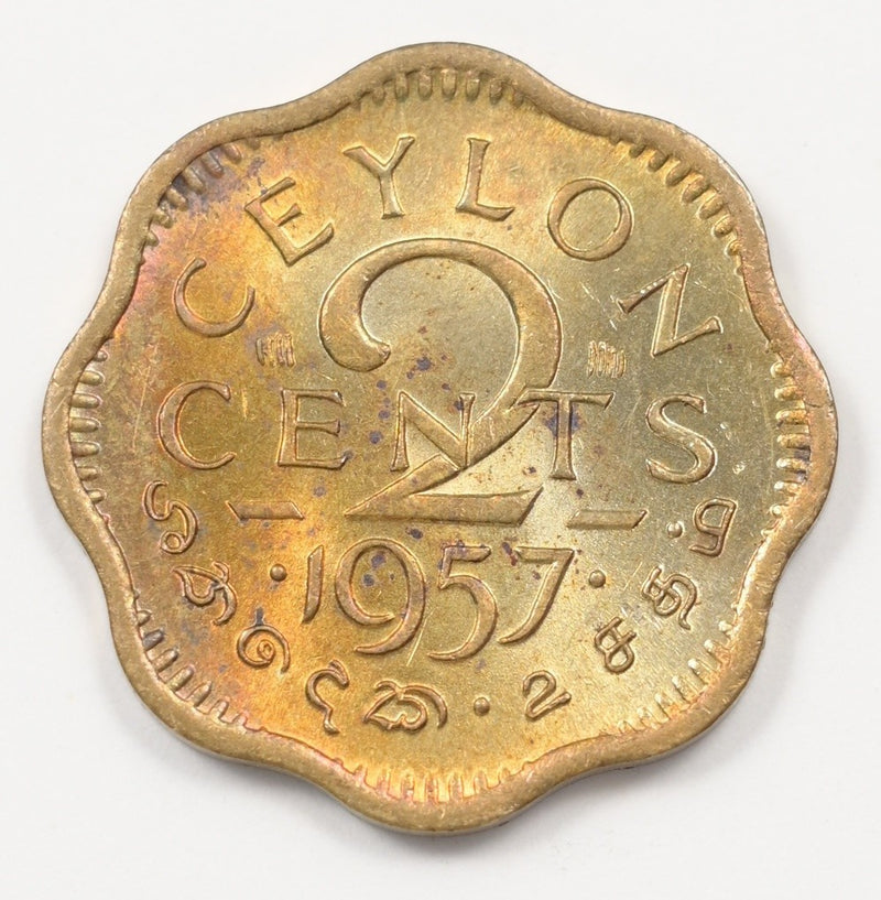 Ceylon 1957 Elizabeth II 2 Cents P9040660