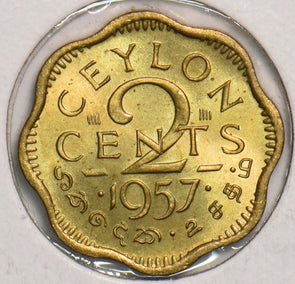 Ceylon 1957 2 Cents P150117 combine shipping2