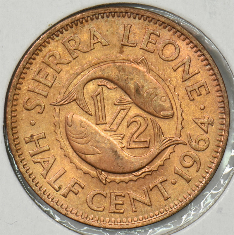 Sierra Leone 1964 1/2 Cent Fish animal P150171 combine shipping0