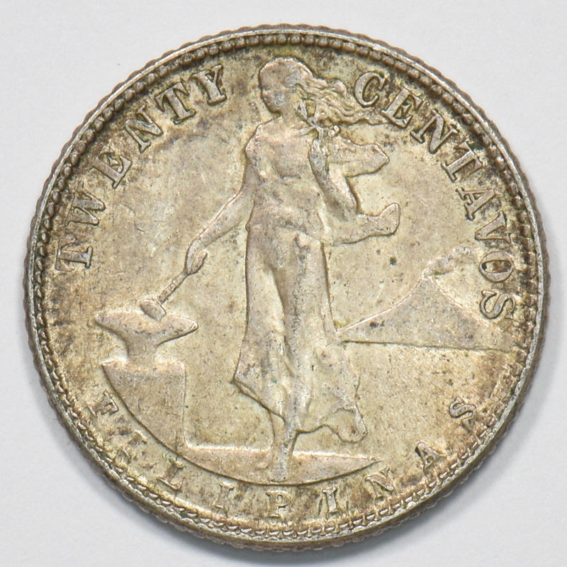 Philippines (US Administration) 1945-D Commonwealth 20 Centavos Silver P1510870