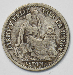 Peru 1898 1/2 Dinero Silver Liberty Seated P903529 combine shipping0