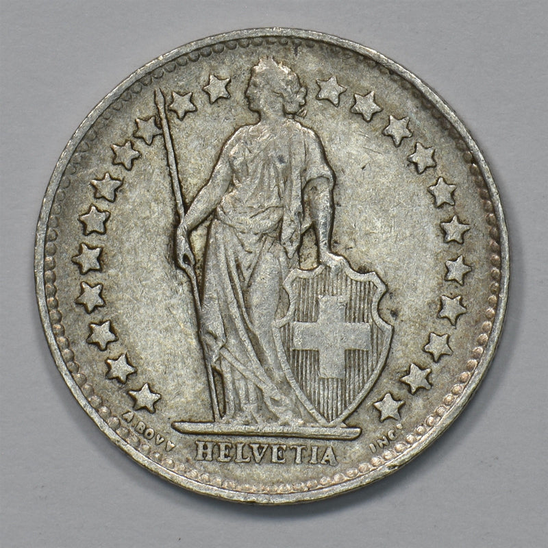 Switzerland 1946-B Helvetia Stnding 1/2 Franc Silver P9029460