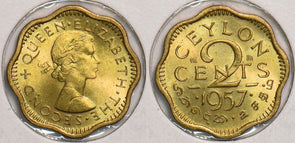 Ceylon 1957 2 Cents P150117 combine shipping0