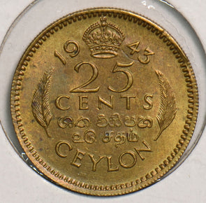 Ceylon 1943 25 Cents P290174 combine shipping2