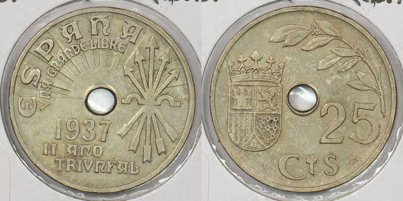 Spain 1937 25 Centimos P190220 combine shipping0