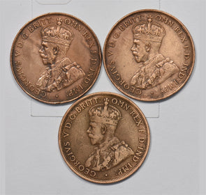 Australia 1915-H, 1928, 1936 George V Penny Lot of 3, P9029290
