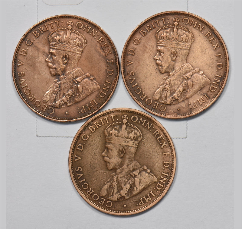 Australia 1915-H, 1928, 1936 George V Penny Lot of 3, P9029290