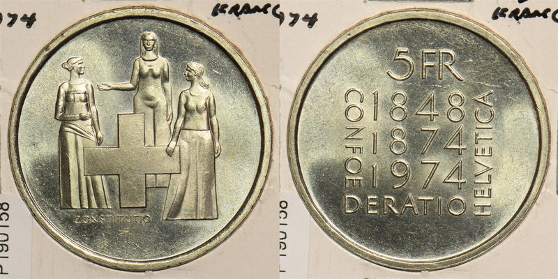 Switzerland 1974 5 Francs P190158 combine shipping0