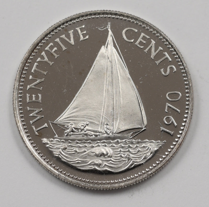 Bahamas 1970 Elizabeth II- Sailboat 25 Cents Proof P9039400