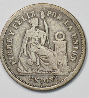 Peru 1863 Dinero Silver Liberty Seated P903528 combine shipping0