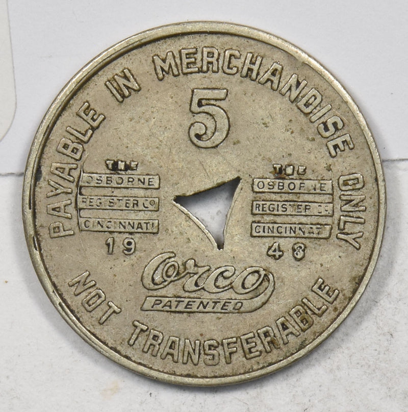 US 1948 5 Cents Tokens: US Trade Coal Strip Token Olga Coal Company P490342 comb0