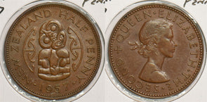 New Zealand 1957 1/2 Penny animal P150054 combine shipping0