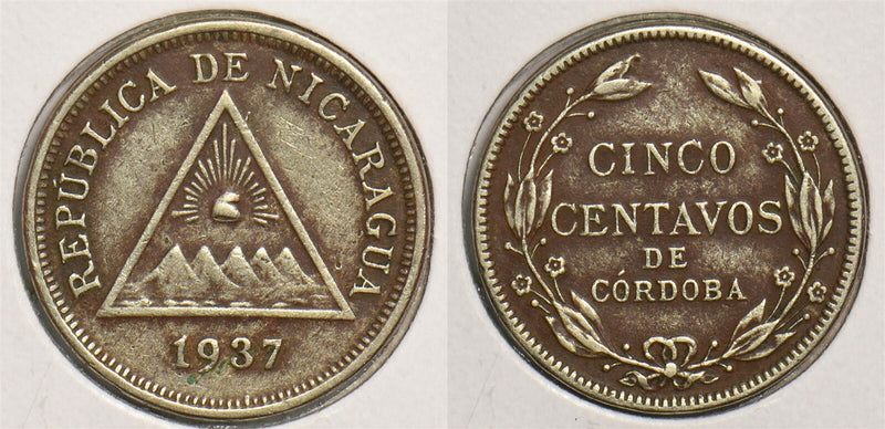 Nicaragua 1937 5 Centavos P290334 combine shipping0