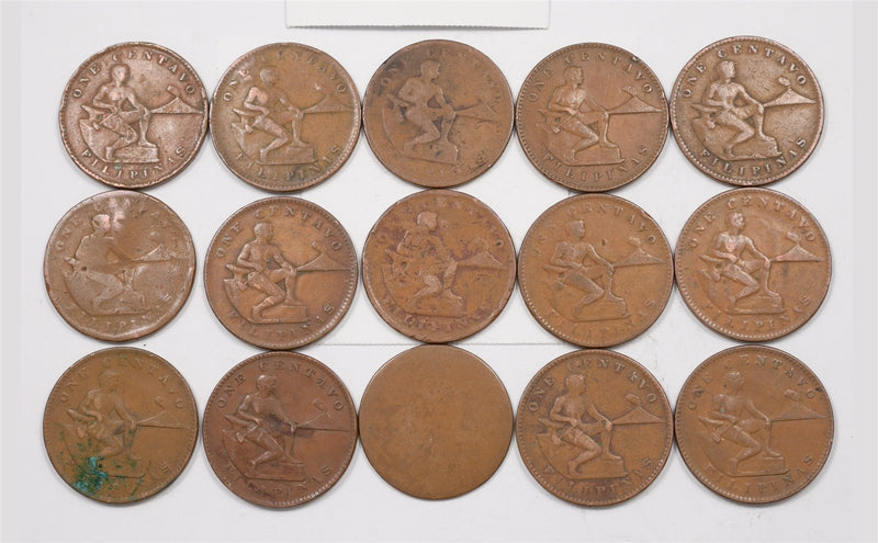 Philippines 1930s-1940s WWII Vintage Centavo Lot of 15, P1918230