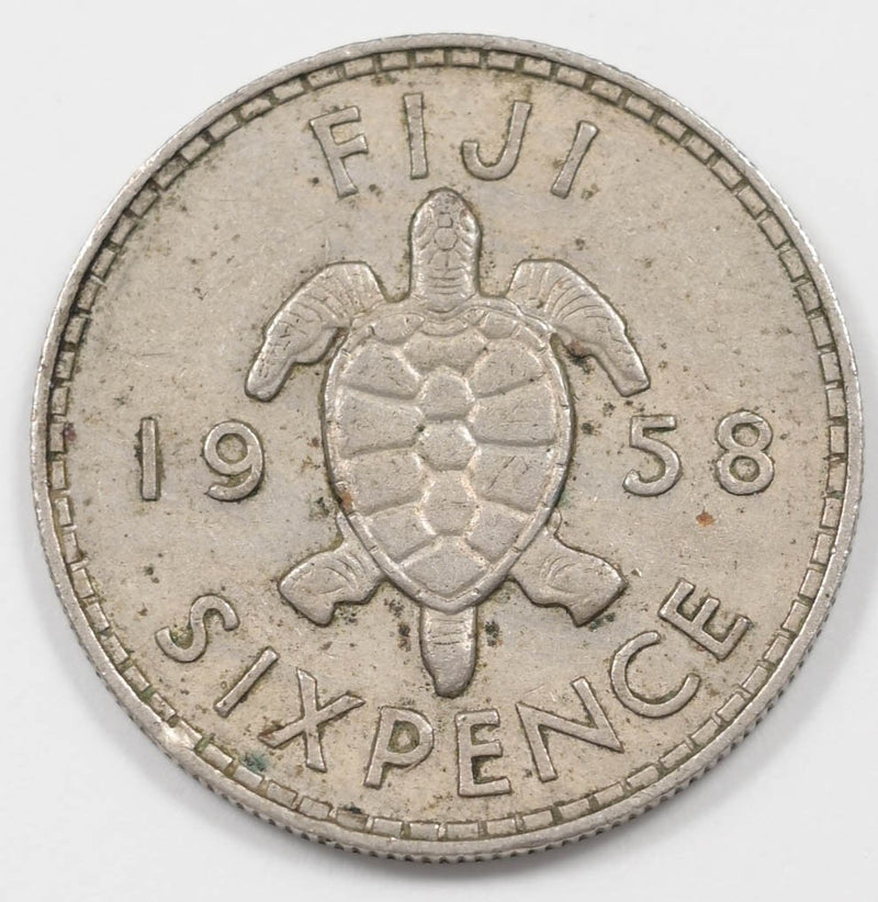 Fiji 1958 6 Pence Elizabeth II turtle P904626 combine shipping0