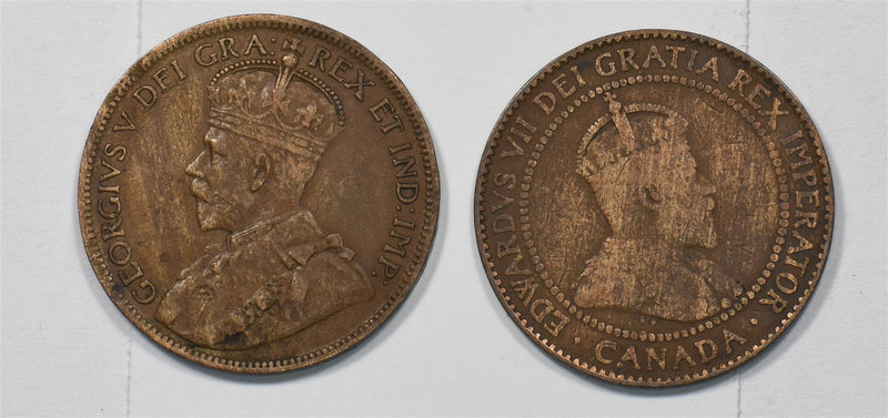 Canada 1910, 1917 Cent Lot of 2 George V/Edwards VII P902784 combine shipping0