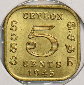 Ceylon 1945 5 Cents P290186 combine shipping2