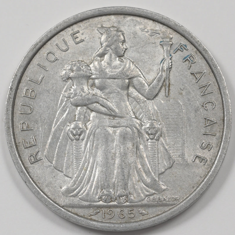 French Polynesia 1965 Liberty Sitting 5 Francs P9046490