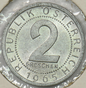 Austria 1965 2 Groschen Eagle animal P190359 combine shipping1