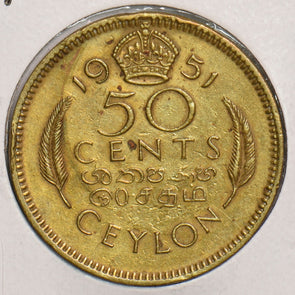 Ceylon 1951 50 Cents P150121 combine shipping2